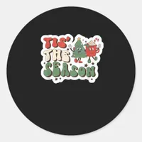 Tis Season Retro Funny Sloth Classic Round Sticker