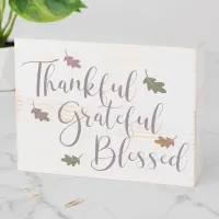 Rustic Thankful Grateful Blessed Fall Thanksgiving Wooden Box Sign