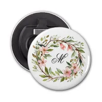 Monogram Pretty Twig and Wildflower Wreath Bottle Opener