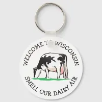 Wisconsin Cow Dairy Farmer Humor Key Chain