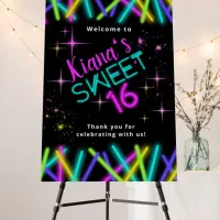 Neon Glow Stick Sweet 16 Welcome ID760 Foam Board