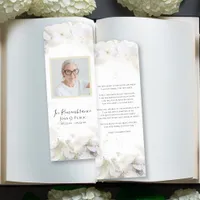 White Hydrangea Watercolor Funeral Prayer Card Bookmarks