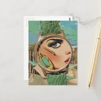 Surreal Time for Fashion Lady Collage  Postcard