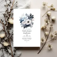 Black and White Floral Wedding Invitation