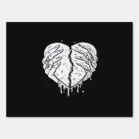 Gothic Skeleton Heart Hands Retro Aesthetic Sign