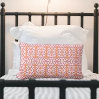 Tribal Ethnic Orange Pink Geometric Pattern Lumbar Pillow