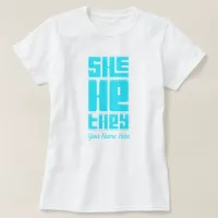 She He They Retro Bold in Turquoise T-Shirt