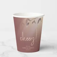 Shadow Leaf Wedding Cheers Copper Rose ID947  Paper Cups