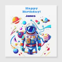 Colorful Astronaut and Univers in Bold Colors Magnetic Invitation