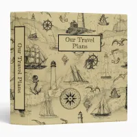 Vintage Nautical Travel Ship Lighthouse Ephemera 3 Ring Binder