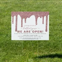 Chic Rose Gold Sparkle Glitter Drips Business Sign