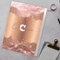 Sparkly Chic Glitter Faux Foil Rose Gold Glam Pocket Folder