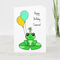 Happy Birthday | Cute Frog with Balloons Card