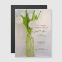 White Tulips in Milk Bottle Wedding Magnetic Invitation