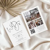 Modern Script We Do 3 Photos QR Code Wedding  Invitation