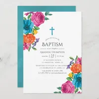 Watercolor Floral Fiesta Baptism Invitation