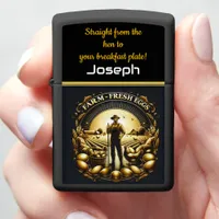 Artisan Egg Farmer Stands Proudly at Sunrise Zippo Lighter