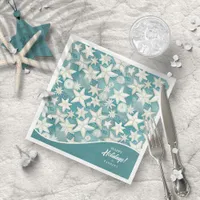 Stylized Starfish & Sand Dollars Pattern#25 ID1009 Paper Dinner Napkins