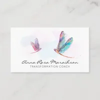 *~* Pastel Watercolor Pink Blue Dragonfly Business Card