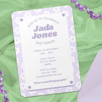 Girly Cute Purple Flowers First Period Party  Invitation