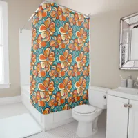 Groovy Flowers with Vintage Vibes Shower Curtain