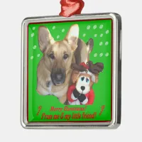 Christmas German Shepherd & Toy Reindeer Metal Ornament