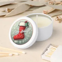 Happy Holidays Christmas Stocking ID1082 Mini Candle Favors