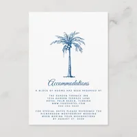 Modern Blue Beach Wedding Accommodations Enclosure Card
