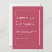 Elegant Magenta retro Modern Wedding Invitation 