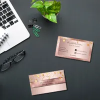 Rose gold stars beauty salon elegant business card