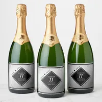 Elegant 11th Steel Wedding Anniversary Celebration Sparkling Wine Label