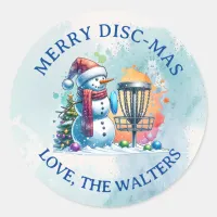 Merry Disc-mas | Disc Golf Personalized Christmas Classic Round Sticker