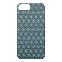 Earthy Teal Hexagon Batik Pattern iPhone 7 case