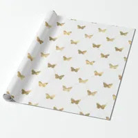 Faux Foil Gold Lattice Butterfly Pattern Wrapping Paper