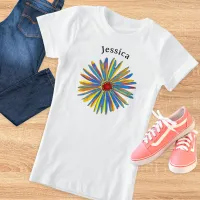 Colorful Flower Pretty Modern Personalized Name T-Shirt