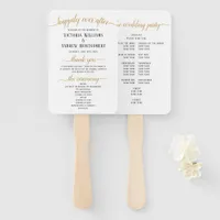Elegant Black Gold Script Minimal Wedding Program Hand Fan
