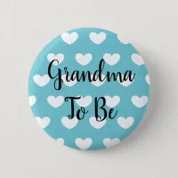 Grandma to be Blue Hearts Baby Shower Button