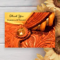 Western Saddle Country Wedding Thank You Note Invitation
