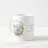 Fun Best Dog Dad Two Photo Gold Modern Typography Coffee Mug
