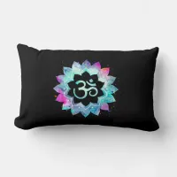 *~* Om Aum Lumbar Turquoise Blue Magenta black Lumbar Pillow