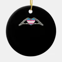 Bone Hands Heart Transgender Goth Minimal Style Ceramic Ornament