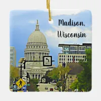 Madison, Wisconsin City View Capitol Building  Ceramic Ornament