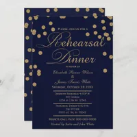 navy gold glitter rehearsal dinner invites