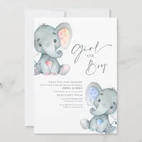 Girl or Boy Elephant Gender Reveal Invitation