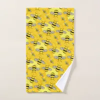 Cute Cartoon Honeybees in the Hive Hand Towel