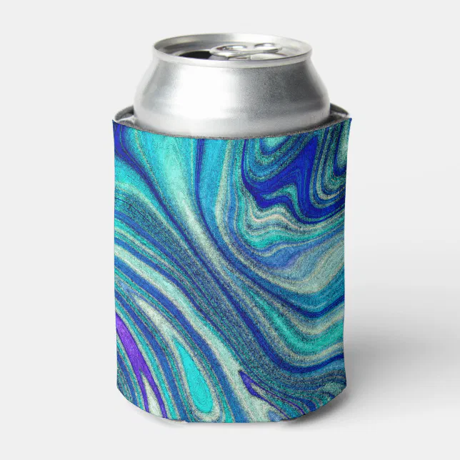 Elegant Aquamarine Paua Rainbow Shell Inspired Can Cooler