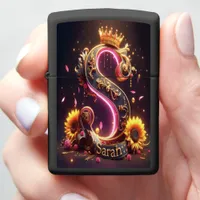 Ornate S With Crown and Flowers Sarah Zippo Lighter