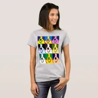 Colorful Retro Border Collie Pop Art Women's T-Shirt