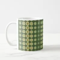 Green and Creme White Vintage Flower pattern Coffee Mug