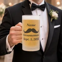 Groomsman Mustache and Top Hat Frosted Glass Mug